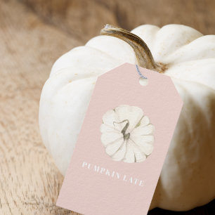 Étiquettes-cadeau Citrouille citrouille d'aquarelle épice blanc et