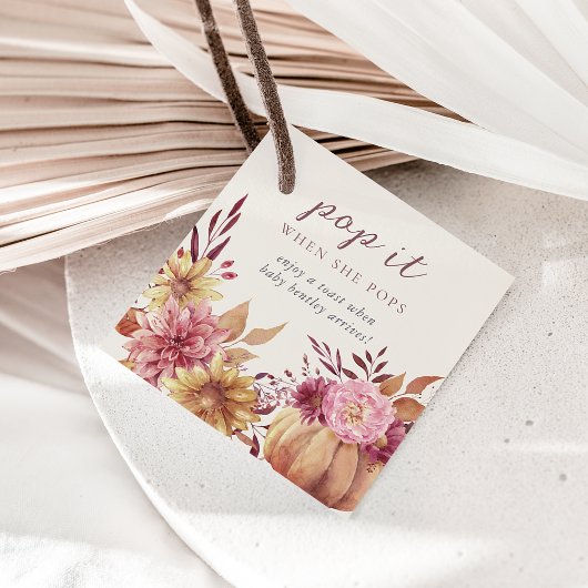 Étiquettes Cadeau Citrouille d'automne et Baby shower Fleur sauvage