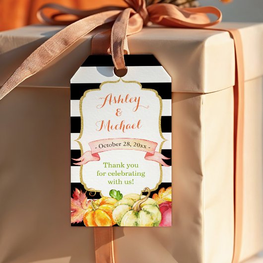 Étiquettes-cadeau Citrouille d'automne Maple Feuille Mariage de auto