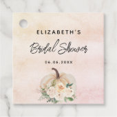 Étiquettes Cadeau Citrouille de douche nuptiale crème rose or (Devant)