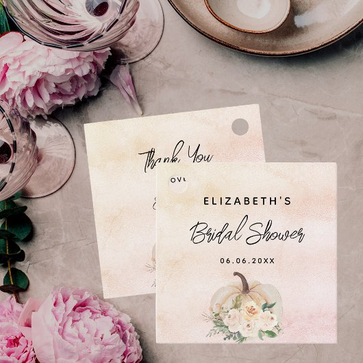 Étiquettes Cadeau Citrouille de douche nuptiale crème rose or