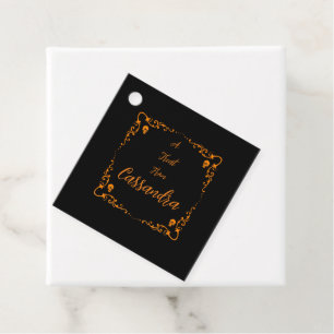 Étiquettes Cadeau Citrouille d'Halloween orange personnalisée