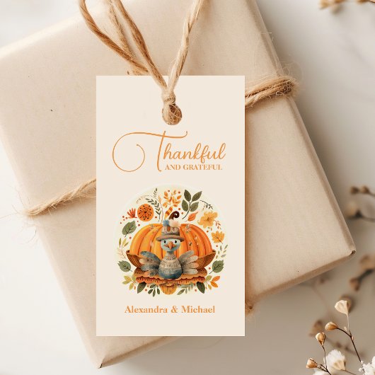 Étiquettes-cadeau Citrouille du dîner de Thanksgiving rustique