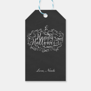 Étiquettes-cadeau Citrouille élégante sur tableau noir Joyeux Hallow