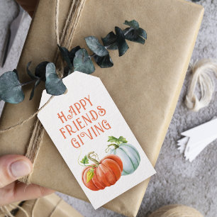 Étiquettes-cadeau Citrouille Happy Friendsgiving brûlé orange chute