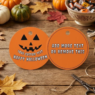 Étiquettes Cadeau Citrouille orange Joy Halloween Votre texte person