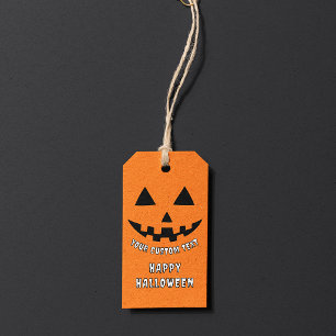 Étiquettes-cadeau Citrouille orange Joyeux Halloween Votre texte per