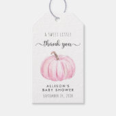 Étiquettes-cadeau Citrouille rose Aquarelle Bébé Fille Douche Merci (Devant)