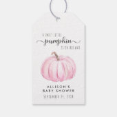 Étiquettes-cadeau Citrouille rose Aquarelle Bébé Fille Douche Merci (Dos)