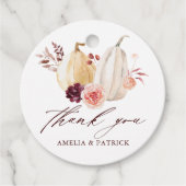 Étiquettes Cadeau Citrouille rustique Merci Mariage d'automne (Devant)