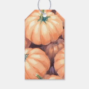 Étiquettes-cadeau Citrouilles Aquarelle Thanksgiving Halloween
