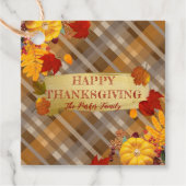 Étiquettes Cadeau Citrouilles D'Automne Et De Feuillage Sur L'Action (Devant)