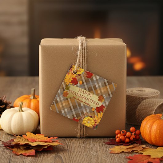 Étiquettes Cadeau Citrouilles D'Automne Et De Feuillage Sur L'Action