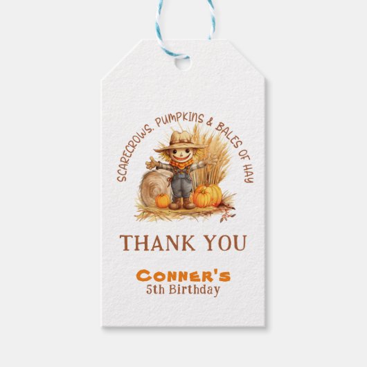 Étiquettes-cadeau Citrouilles ET BALES DE HAY MODERN ANNIVERSAIRE (Devant)