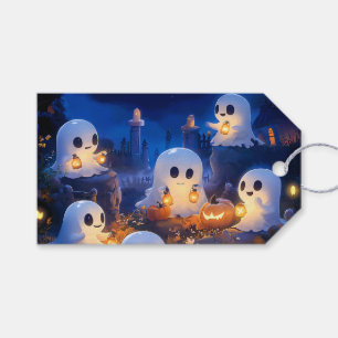Étiquettes-cadeau Citrouilles Lanternes Fantômes Halloween Nuit Somb