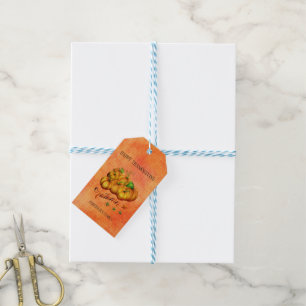 Étiquettes-cadeau Citrouilles orange de Thanksgiving