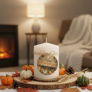 Étiquettes Cadeau Citrouilles sur la grange rustique Wood Thanksgivi