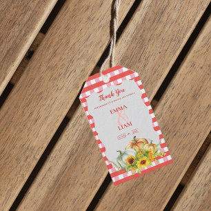 Étiquettes-cadeau Citrouilles Tournesols Mariage de l'automne rustiq