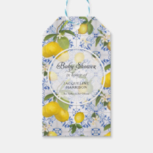 Étiquettes-cadeau Citrus Fleur Citrus Feuillage Bleu Baby shower bla