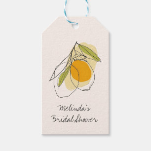 Étiquettes-cadeau Citrus Lemon Fête des mariées minimaliste moderne