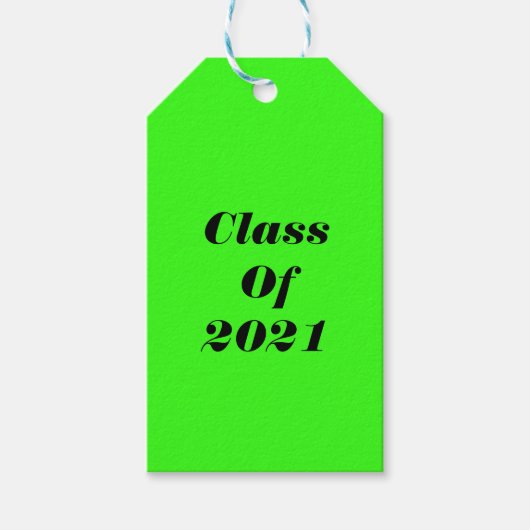 Étiquettes-cadeau Classe De 2021 Custom Neon Green Graduation Party (Devant)