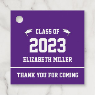 Étiquettes Cadeau Classe de 2023 Royal Purple Merci Graduation