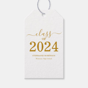 Étiquettes-cadeau Classe de 2024 Gold Script Graduation