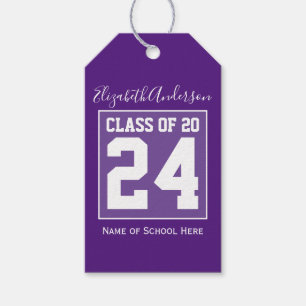 Étiquettes-cadeau Classe de 2024 Royal Purple Graduation Photo