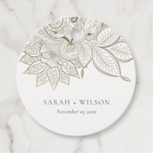 Étiquettes Cadeau Classé Elegant Ornate Paisley Mariage or ivoire F