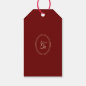 Étiquettes-cadeau Classic Dark Red Monogram Wedding Thank You (Dos)