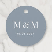 Étiquettes Cadeau Classic Dusty Blue Monogram Typography Wedding (Dos)
