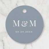 Étiquettes Cadeau Classic Dusty Blue Monogram Typography Wedding (Devant)