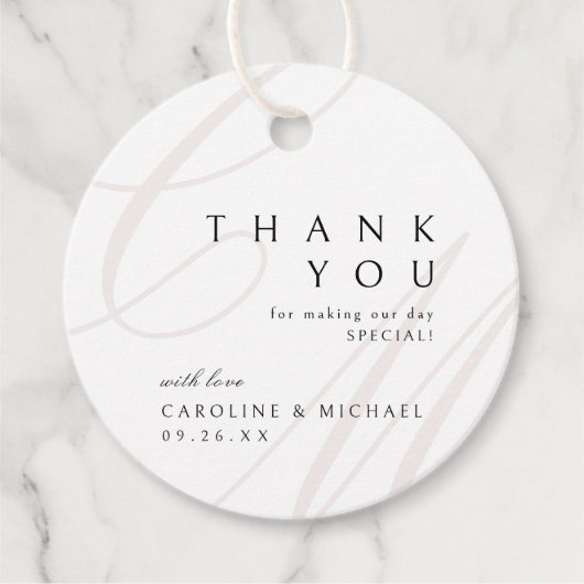 Étiquettes Cadeau Classic Elegance Script monogramme mariage faveur (Devant)