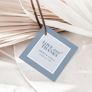 Étiquettes Cadeau Classic Luxe Remerciement de mariage bleu poussi