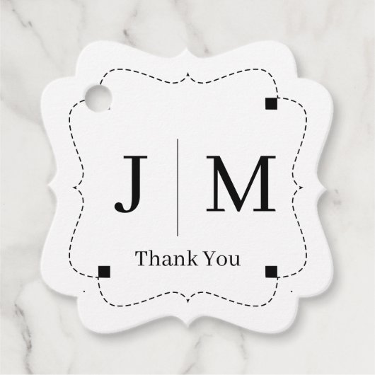 Étiquettes Cadeau Classic Monogram Wedding Border line (Devant)
