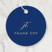 Étiquettes Cadeau Classic Navy Blue Monogram Elegant Wedding (Devant)