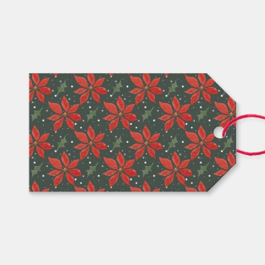 Étiquettes-cadeau Classic Poinsetta Holiday (Devant (Horizontal))