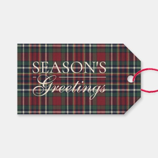 Étiquettes-cadeau Classic Red Dark Blue Green Plaid Pattern (Devant (Horizontal))