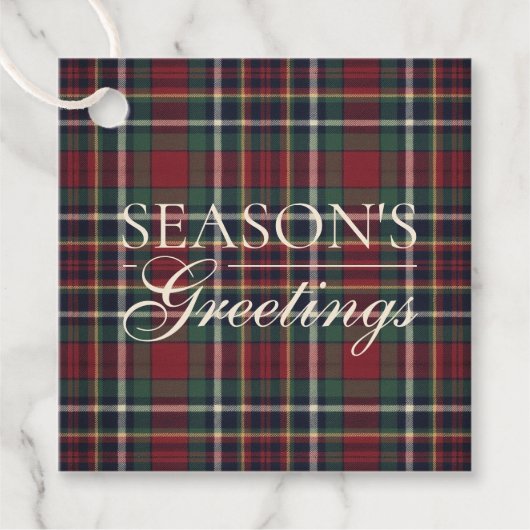 Étiquettes Cadeau Classic Red Dark Blue Green Plaid Pattern (Devant)