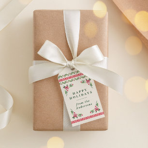 Étiquettes-cadeau Classic Red & Green Vintage Cottage Holiday