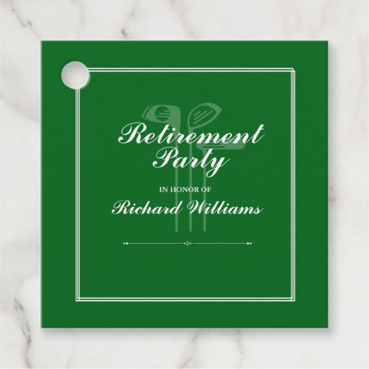 Étiquettes Cadeau Classic Retraite Golf Clubs Thème Vert Blanc (Devant)