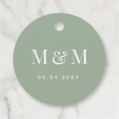 Étiquettes Cadeau Classic Sage Green Monogram Typography Wedding (Dos)
