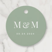 Étiquettes Cadeau Classic Sage Green Monogram Typography Wedding (Devant)