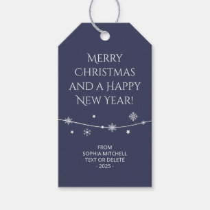 Étiquettes-cadeau Classique Bleu foncé Fléau de neige Tags cadeaux