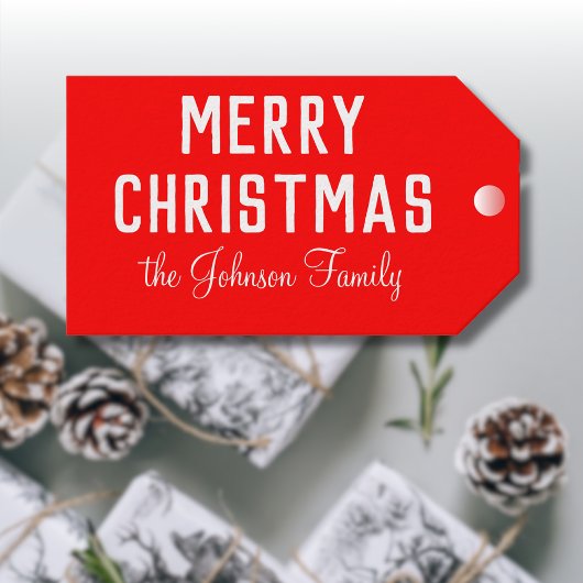 Étiquettes-cadeau Classique Cool moderne Noël rouge