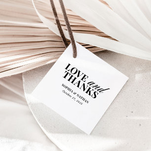 Étiquettes Cadeau Classique Luxe Noir et Blanc Remerciement de Mar