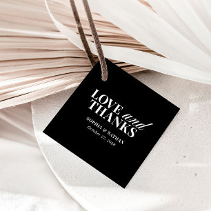 Étiquettes Cadeau Classique Luxe Noir Remerciements de Mariage