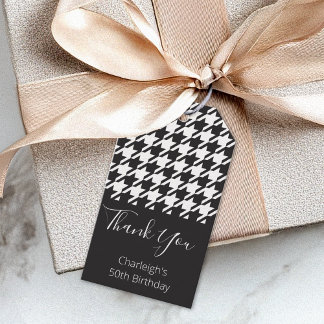Étiquettes-cadeau Classique moderne noir blanc Merci en pied de