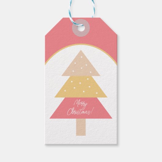 Étiquettes-cadeau Classique Tons Roses Jolies Arbre de Noël (Devant)