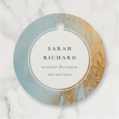 Étiquettes Cadeau Classy Artisan Blue Gold Paint Business (Devant)